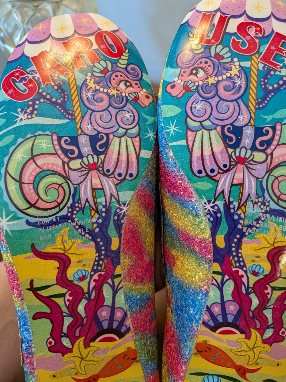 Irregular Choice Rainbow Glitter Unicorn Loafers - Pink Trim - Picture 5 of 10